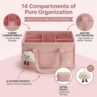 PeraBella Baby Diaper Caddy Organizer, Baby Basket Shower Gift, Portable Changing Table Basket, Postpartum Caddy & Tote Bag Pouch, Newborn Boy & Girl Nursery Essentials Registry, Car Diaper Organizer