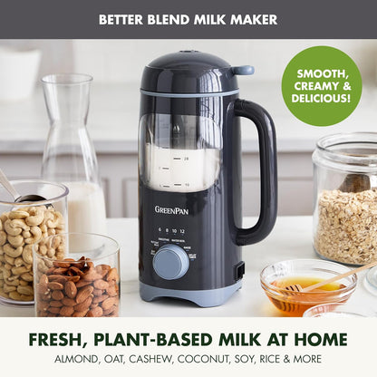 GreenPan 30oz Nut Milk Maker Machine, 15-in-1 for Homemade Almond, Oat, Soy, Coconut, Plant-Based Non-Dairy Beverages, Soups, BPA-Free Glass, Automatic Self-Clean, Delay Start, Pink