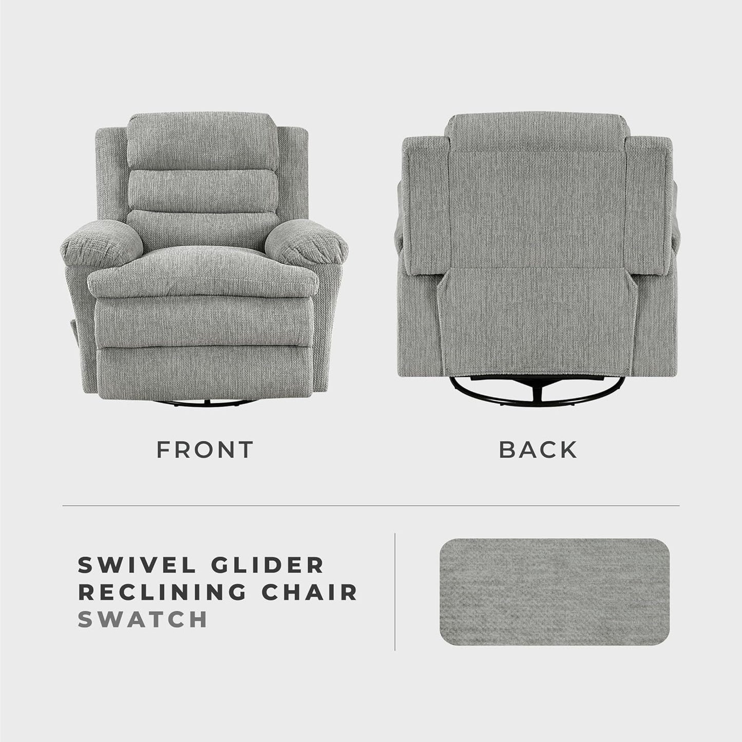 Lexicon Swivel Glider Reclining Chair, Textured Microfiber Manual Recliner, Comfy Nursery Glider Recliner, Swivel Reclining Chair for Living Room/Office/Bedroom/Apartment, Beige