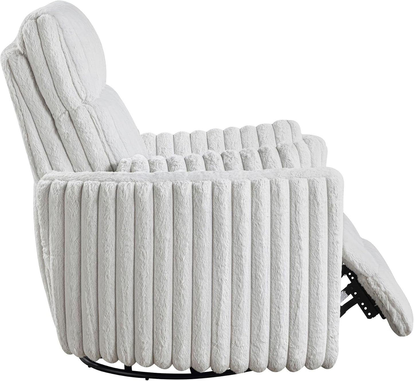Lexicon Modern Swivel Glider Recliner Chair, Nursery Glider, Corduroy Fabric Upholstery Recliner with High Back, Manual Recliner Sofa Chair for Living Room/Office/Apartment, Gray