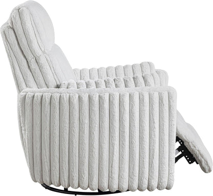 Lexicon Modern Swivel Glider Recliner Chair, Nursery Glider, Corduroy Fabric Upholstery Recliner with High Back, Manual Recliner Sofa Chair for Living Room/Office/Apartment, Gray