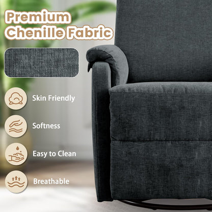 Korser Recliner Chair, Swivel Rocking Recliner Chair for Adults, Glider Rocking Chair, Small Nursery Chair Recliner for Living Room, Reclining Chair with Modern-Designed Armrests, Chenille, Beige