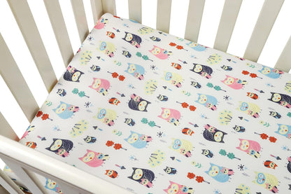 Onacosht Pack and Play Sheets 3 Pack for Baby Boy, Stretchy Jersey Knitted Portable Mini Crib Sheets Playard Mattress Cover, Woodland Animal Elephant Fox Lion Bear Giraffe Zebra Printing