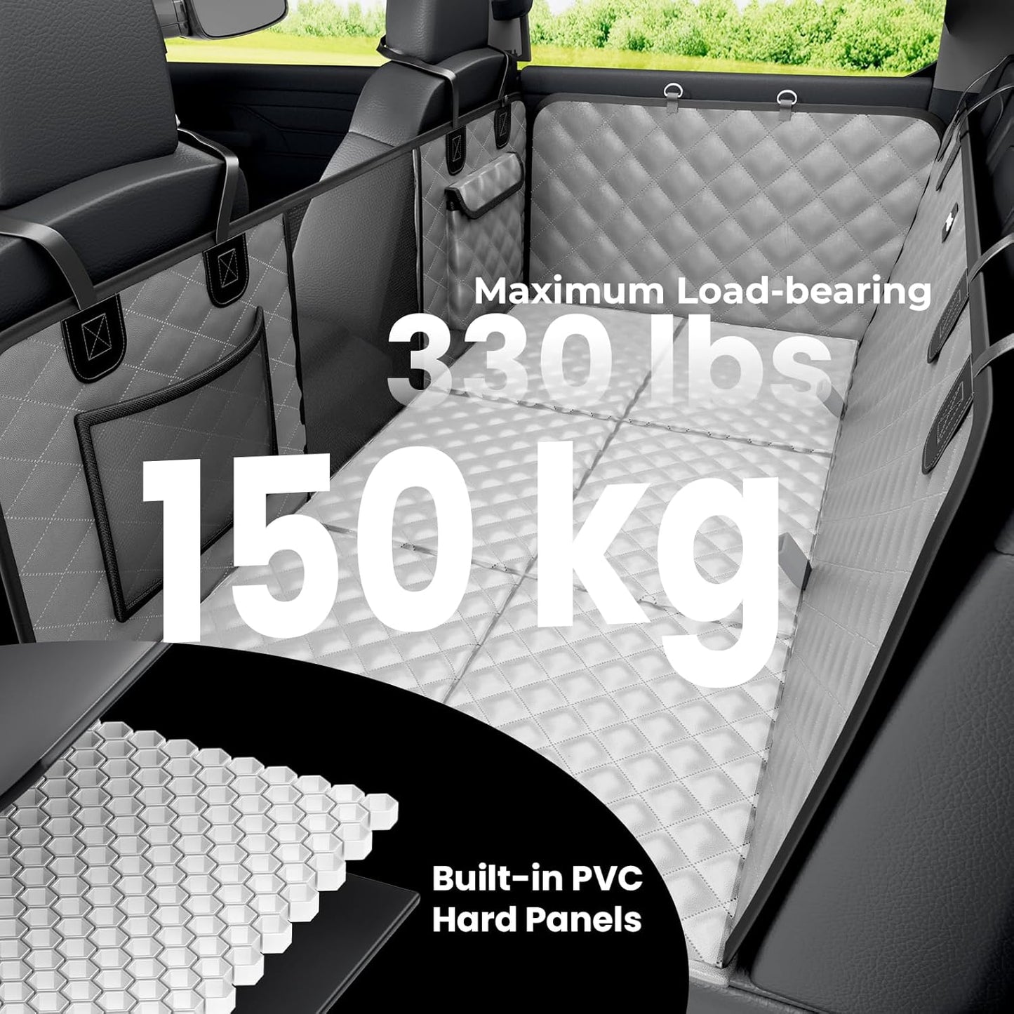 2-in-1 Dog Car Seat Cover for Back Seat, Transform to Passenger Mode - Dog Car Seat, Waterproof, Scratch-resistant, Support to 330lbs, for Outdoor Activities, Travel, to the Vet, for Cars/SUV/Truck