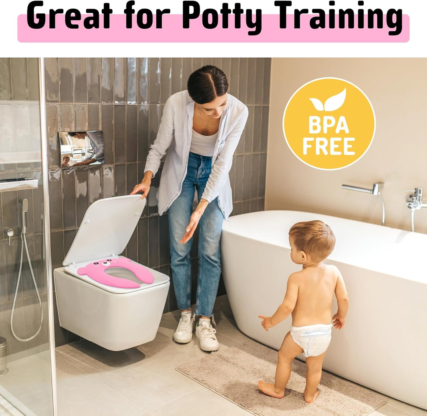 Portable Potty Seat for Toddler Travel - Foldable Non-Slip Potty Training Toilet Seat Cover for Boys Girls, Baby Kids with Drawstring Bag (Green Frog)