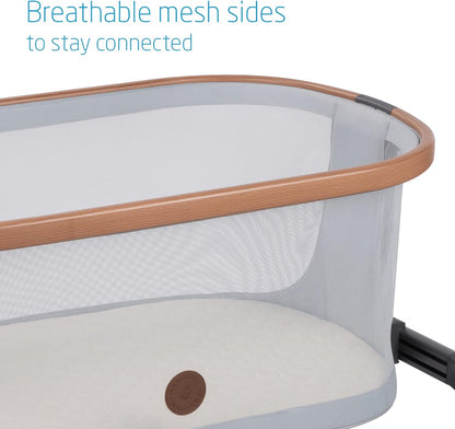 Maxi-Cosi Iora Baby Bassinets Bedside Sleeper, Portable Bassinet, Infant Bedside Sleeper Crib, Height Adjustable, Breathable Mesh, Large Storage Basket, Truffle