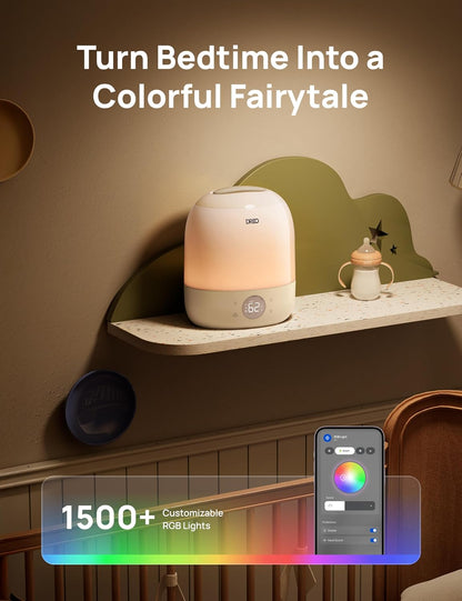DREO Humidifiers for Bedroom - 30H Max Runtime & RGB Night Light & Sleep Trainer, Ultra Quiet 28dB Cool Mist Humidifier, Top Fill Smart Air Humidifier for Plants, Perfect for Baby & Nursery, HM409S