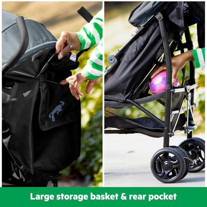 Bright Starts Ford Bronco HighGear Stroller, Lightweight Foldable Stroller with Sport Details, Large Storage Basket, Anti-Shock & Lockable Wheels, Unisex Area 51 Blue/Green