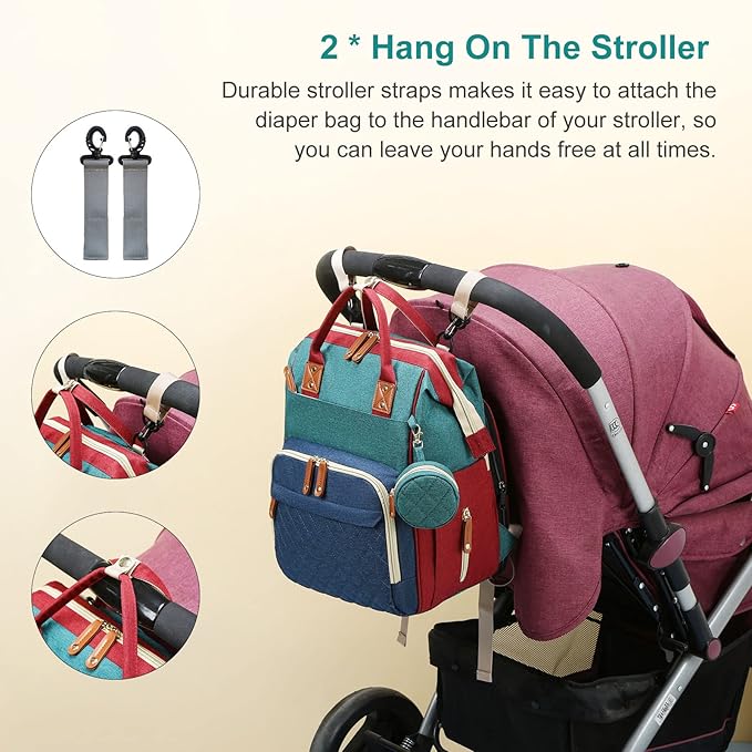 Awanhe Diaper Bag, Backpack with Changing Station, Waterproof Baby Bag for Boys & Girls, USB Charging Port for Parents, Travel Backpack Baby Essentials & Lovely Baby Shower Gifts, RGB