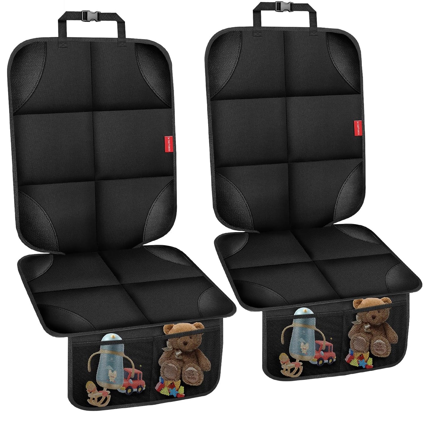 Car Seat Protector, Carseat Seat Protectors with Thick Padding and Upgraded Non-Slip Backing, Waterproof Seat Protector under Baby Car Seat, 600D Fabric Car Seat Covers with Storage Pockets for Baby