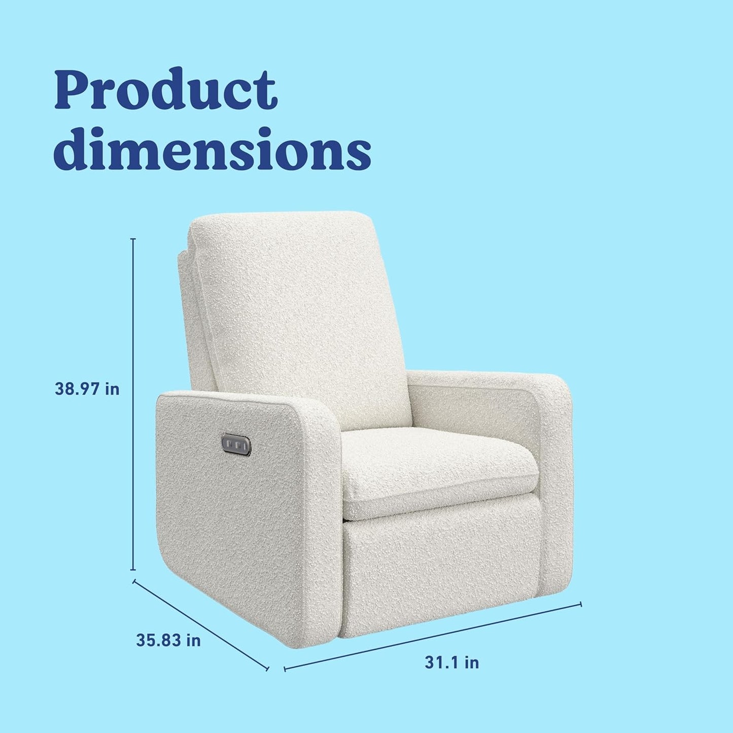Graco Teddi Power Recliner Swivel Glider, Electronic Power Recline, Oeko-TEX 100 Certified, USB-A & USB-C Charger, Premium Cushioning & Comfort – (Ivory Basketweave)
