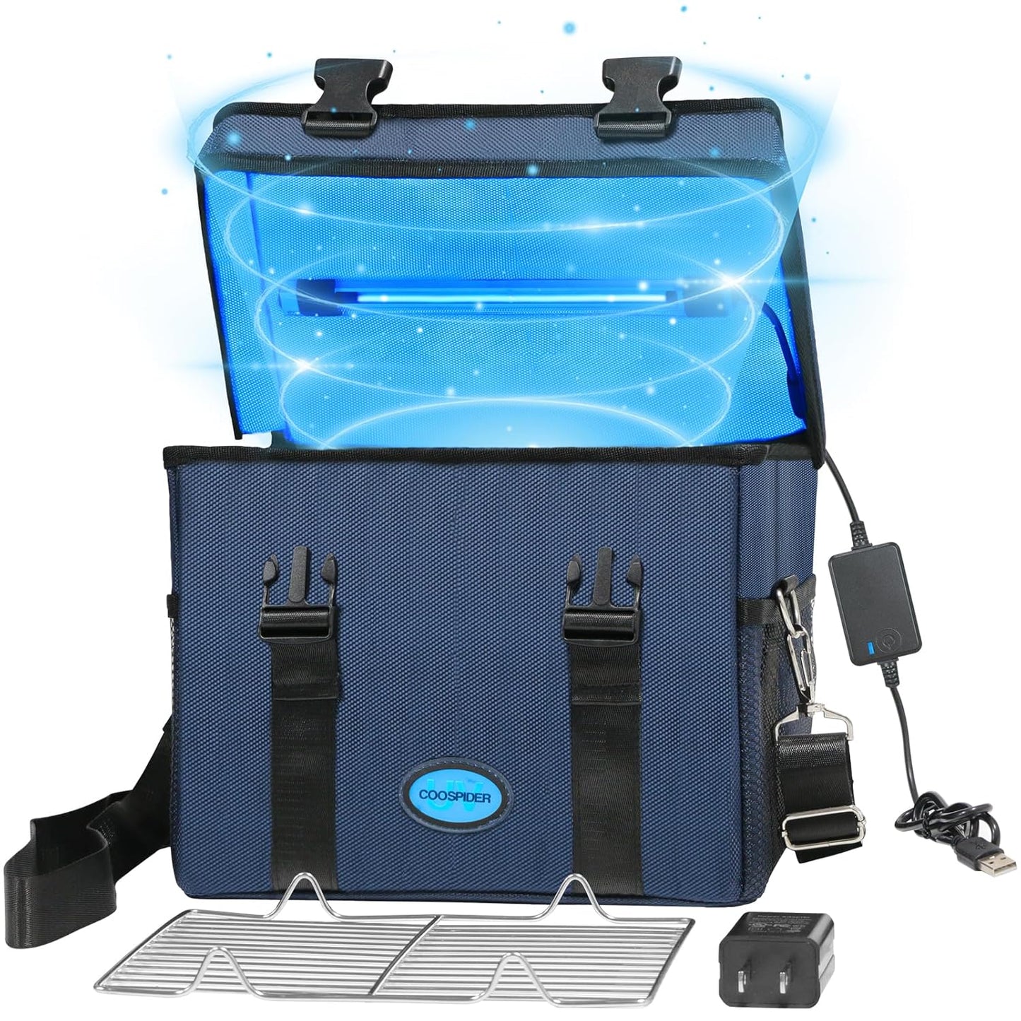 UVC Sanitizer Box Ozone Free with Timer, Portable Large Cleaner Bag with USB Port, UV Light Blue Tote for Mask, Cell Phone, Baby Bottle, Key, Towel 12L/3.17 gal