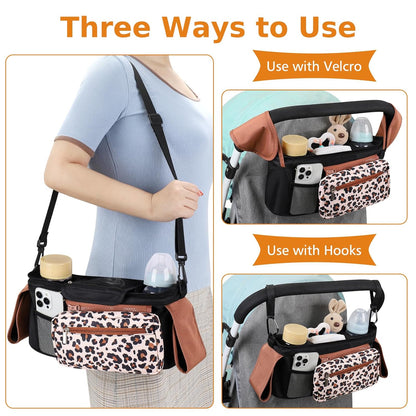 Accmor Universal Stroller Organizer with Insulated Cup Holder Detachable Phone Bag and Shoulder Strap,Stroller Bag Caddy Organizer Fits for Uppababy, Baby Jogger, Britax Strollers