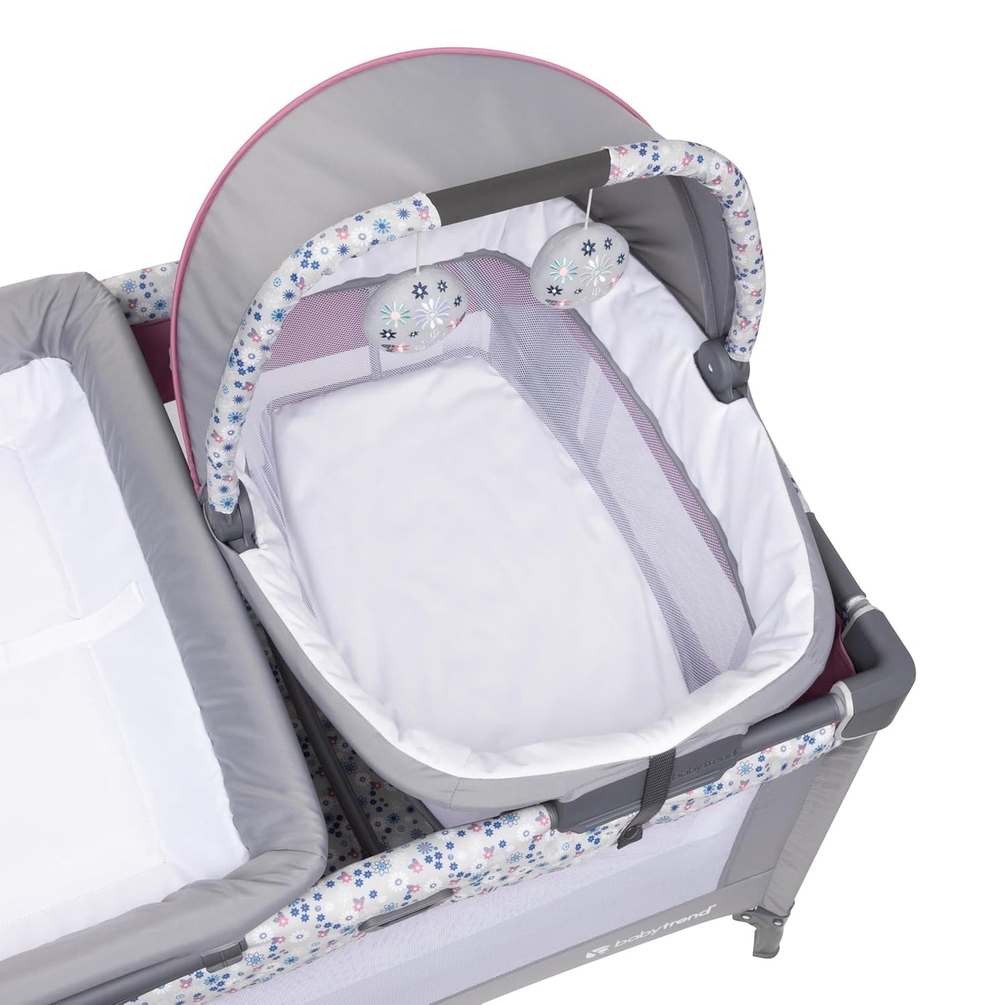 Baby Trend Nursery Den Playard with Snooze Pod and Flip Over Changer, Diamond Sage