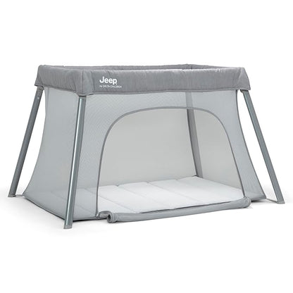 Jeep Horizon Compact Travel 2-in-1 Play Yard and Bassinet, Light Grey
