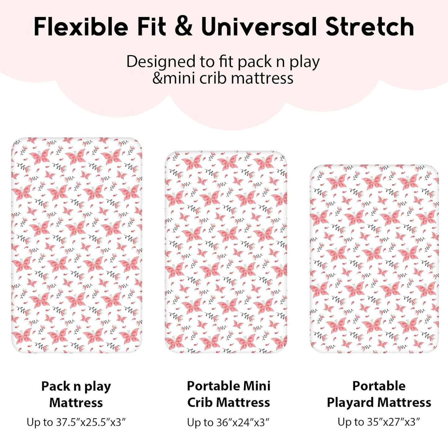 Yoofoss Pack and Play Sheets Fitted, Mini Crib Sheets 2-Pack for Pack N Play Mattress, Stretchy Playard Sheet, Soft and Breathable Green+Giraff