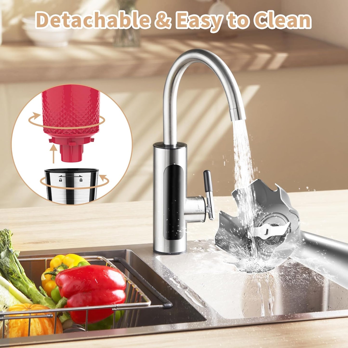 Toogel Cordless Immersion Blender, Electric Hand Blender with 21-Speed & 3-Angle Adjust, USB Rechargeable, BPA-Free & Dishwasher Safe for Baby Food, Smoothies, Soup (Grey)