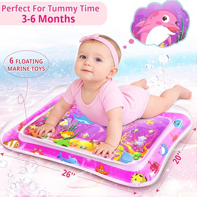 Yeeeasy Tummy Time Water Mat for Girl, Baby Girl Toys for 0, 3, 6, 9, 12 Months, Baby Girl Gifts, Develop Sensory Toys Kids' Indoor Climbers & Play Structures