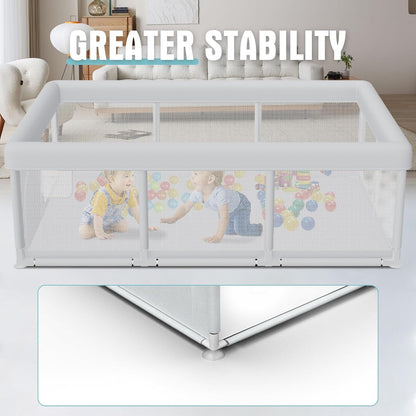 Hiaksedt Baby Playpen 50x50 Inch, Play Pens for Babies and Toddlers Baby Fence Play Yards for Indoor & Outdoor with Breathable Mesh Anti-Fall Playpen