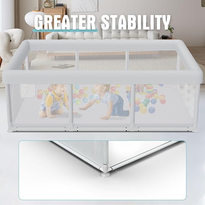 Hiaksedt Baby Playpen 74x50 Inch, Play Pens for Babies and Toddlers Baby Fence Play Yards for Indoor & Outdoor with Breathable Mesh Anti-Fall Playpen (74"x50")