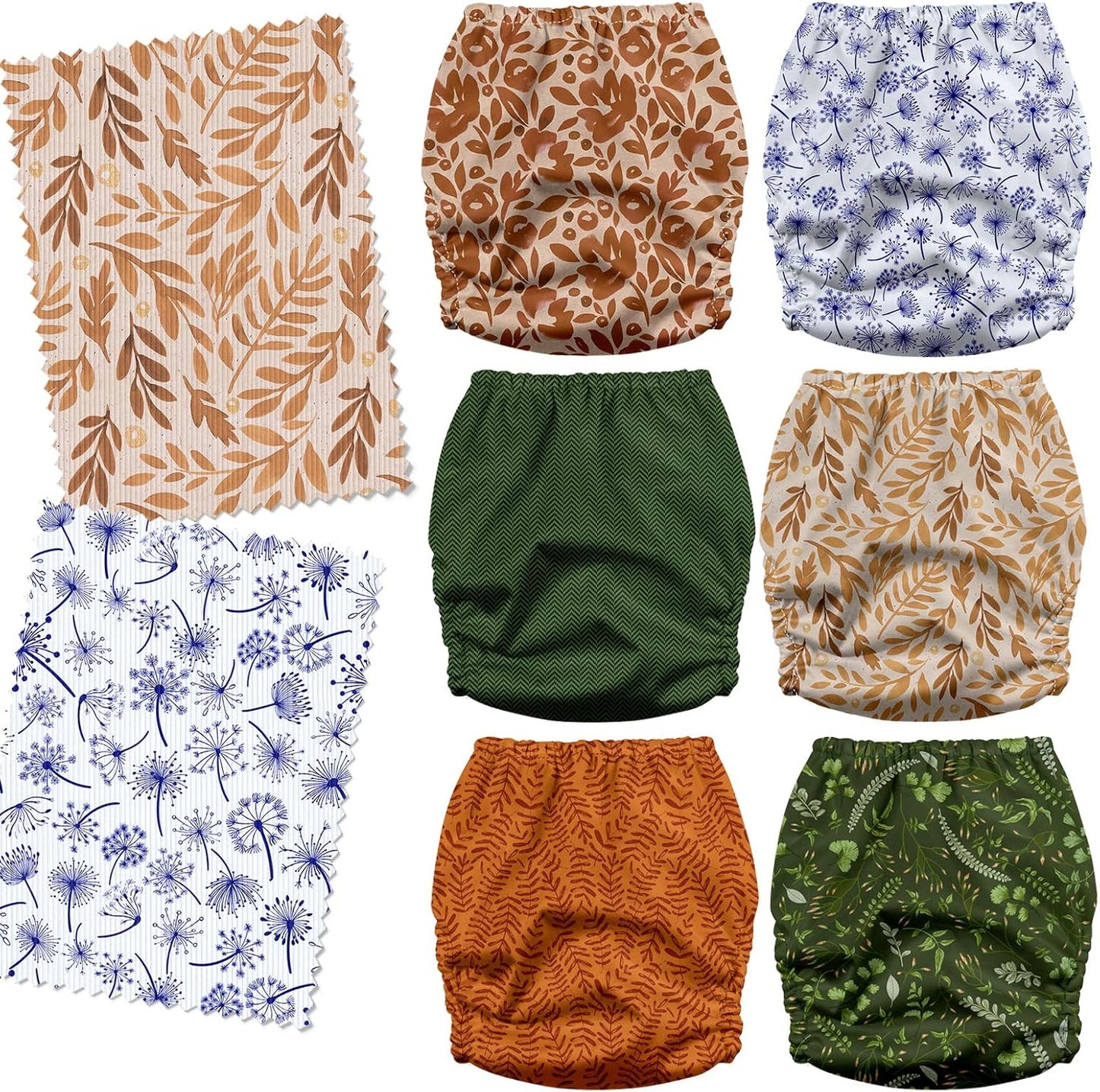 Mama Koala 3.0 Pocket Cloth Diapers for Babies with AWJ Lining, 6 Pack with 6 4-Layer Natural Cloth Diaper Inserts - Reusable and Washable Pocket Diapers(Hardworking Bees) - Colors B