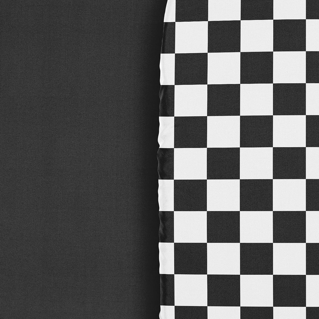 Sweet Jojo Designs 2-Piece Baby Bassinet Sheets Set (Black/White Gingham Checkered Plaid) for Boy/Girl, Infant Newborn Nursery, Oval, Rectangle & Hourglass Mattress (Solid Onyx & Classic Checkerboard)