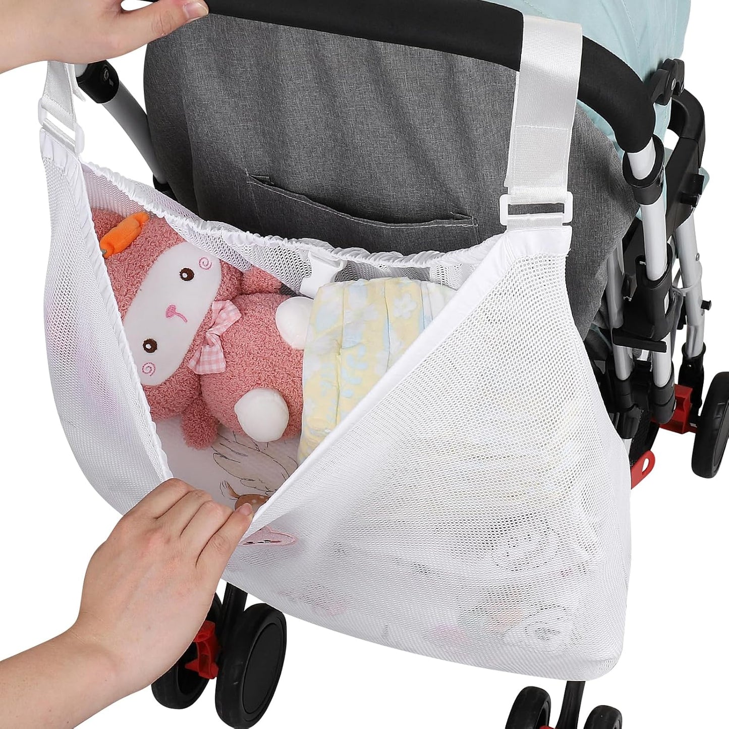 Accmor Universal Stroller Organizer, Large Storage Stroller Bag Fits for Uppababy, Nuna, Britax, Doona Strollers, Non-Slip Adjustable Storage Mesh Caddy Accessories for Stroller Crib