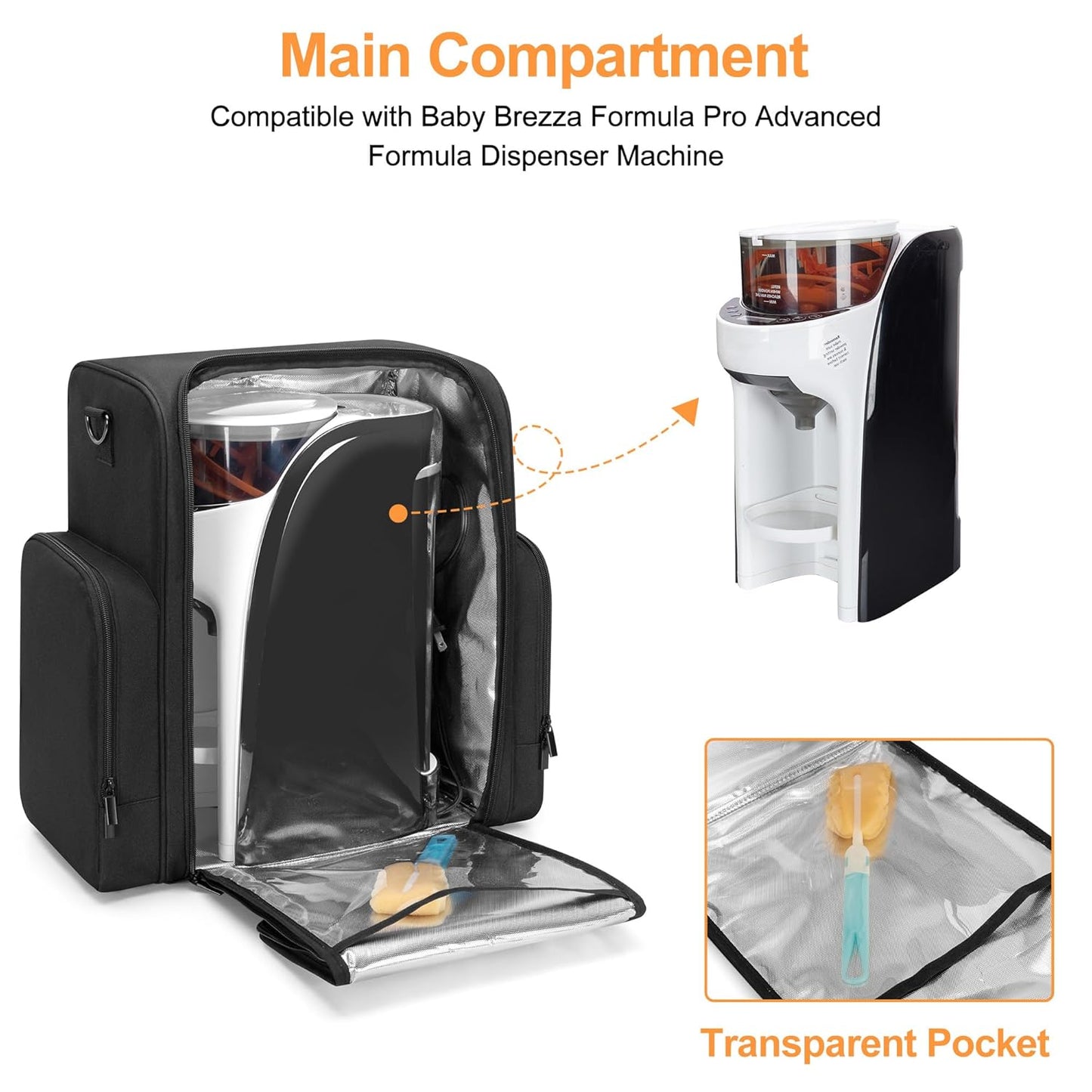 Yarwo Carrying Case Compatible with Baby Brezza Formula Pro Advanced (WiFi) Dispenser, Insulated Bottle Warmer Travel Bag for Maker, Bottles, Infant Formula, Toys & Essentials