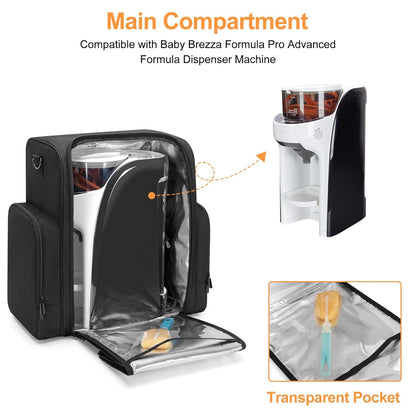 Yarwo Carrying Case Compatible with Baby Brezza Formula Pro Advanced (WiFi) Dispenser, Insulated Bottle Warmer Travel Bag for Maker, Bottles, Infant Formula, Toys & Essentials