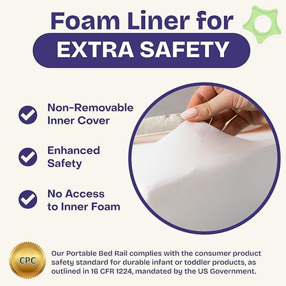 ComfyBumpy Bed Bumper for Toddlers 52" x 5" – Foam Rail Guard with Non-Slip Stability | Safer & More Secure Convex Design | Fits Twin, Full, Queen & King Mattresses