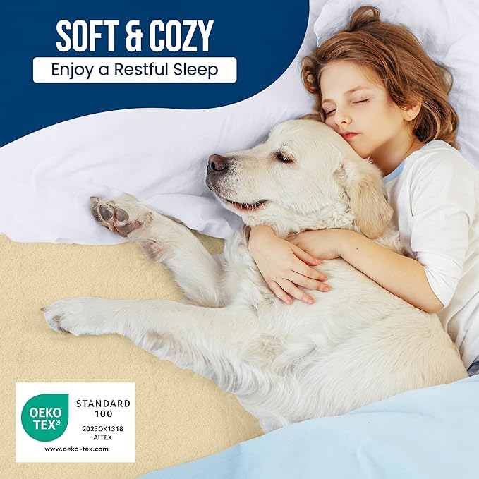 Full Size Mattress Protector Waterproof, Premium 200 GSM Terry Mattress Cover, Soft & Breathable Bed Cover, Fitted Sheet Style Stretchable Deep Pockets 15" by Utopia Bedding (Beige)