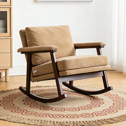 Rocking Accent Chair, Nursery Upholstered Glider Cozy Small Rocker Rocking Chair for Adult, Comfy Side Modern Arm Chair for Living Room/Bedroom/Offices/Balcony-White