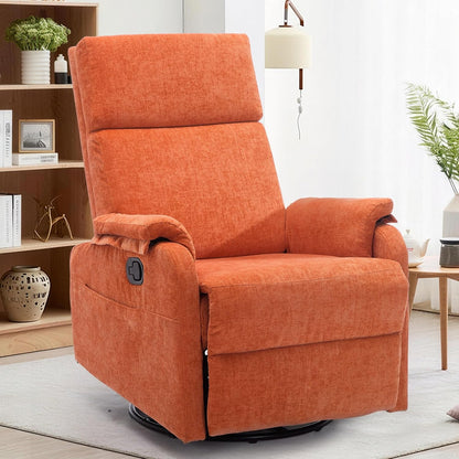 Korser Recliner Chair, Swivel Rocking Recliner Chair for Adults, Glider Rocking Chair, Small Nursery Chair Recliner for Living Room, Reclining Chair with Modern-Designed Armrests, Chenille, Beige