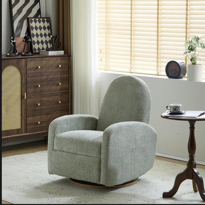 GDFStudio Swivel Glider Recliner Chair Nursery Rocker Recliner Chair with Boucle Upholstered High Back Single Seat Sofa Chair with Deep Seat Manual Nursing Reclining for Living Room, Light Green
