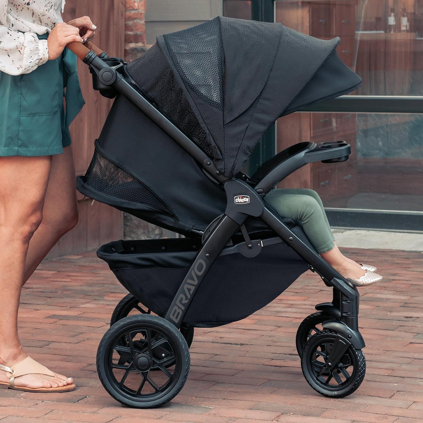 Chicco Bravo LE ClearTex Full-Size Stroller for Babies and Toddlers, UPF-Rated Canopy, GREENGUARD Gold Certified, Lightweight, One-Hand Compact Fold, Pewter/Grey