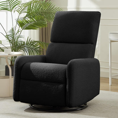 Korser 360° Rocking Chair, Nursery Rocker Chair with Side Pockets, Glider Nursing Chair with Steel Structure Base, Small Chair for Small Spaces, Sherpa Swivel Accent Chairs for Living Room, Nursing