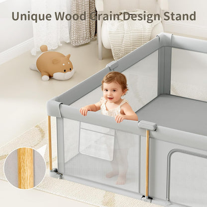 Foldable Baby Playpen with Mat, 71x59 Foldable Play Pen for Babies and Toddlers, Baby Playpen with Portable Design, Collapsible Play Yard for Fence Indoor and Outdoor