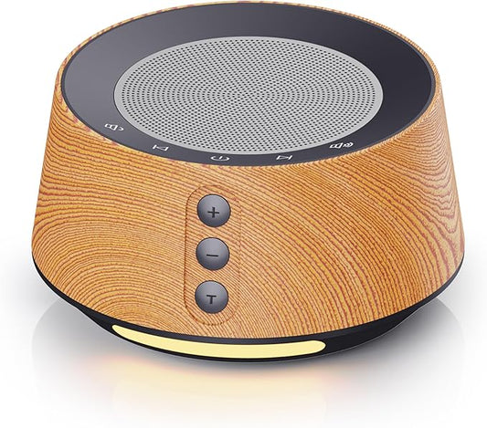 BGOVERSS White Noise Machine with Night Light – 20 Soothing Sounds, 10 Color Lights, 5 Timer Settings & Memory Function, Portable Sleep Sound Machine for Baby Nursery, Kids & Adults, Zebra Wood