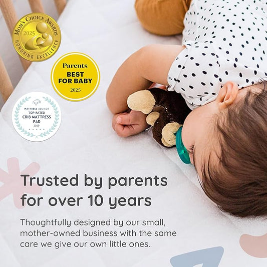 Margaux & May Crib Mattress Protector, 2 Pack – 100% Waterproof Baby Crib Mattress Protector Pad, Highly Absorbent Quilted Cover, Oeko-TEX® Certified, Noiseless, Fitted 28" x 52" Standard Crib Fit
