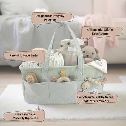 Adonia & Co Diaper Caddy Organizer – Nursery Storage Basket for Newborn Essentials Must Haves & Baby Must Haves – Portable, Machine Washable Baby Diaper Bag Organizer (Brown)