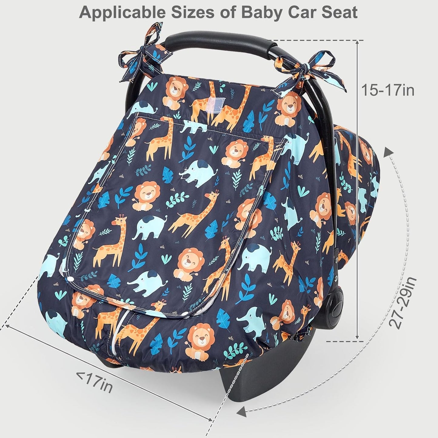 FIOBEE Baby Car Seat Cover, Car Seat Covers for Babies Infant Car Seat Canopy with Breathable Mesh Window Waterproof Carseat Cover for Babies Boy Girl 4 Seasons, White/Cow