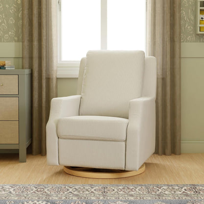 Namesake Crewe Glider Recliner Nursery Chair - GREENGUARD Gold & Certi-PUR US Certified Rocker Recliner - Glider Rocking Chair for Nursery & Living Room - Manual, 360° Swivel, Tan Gingham