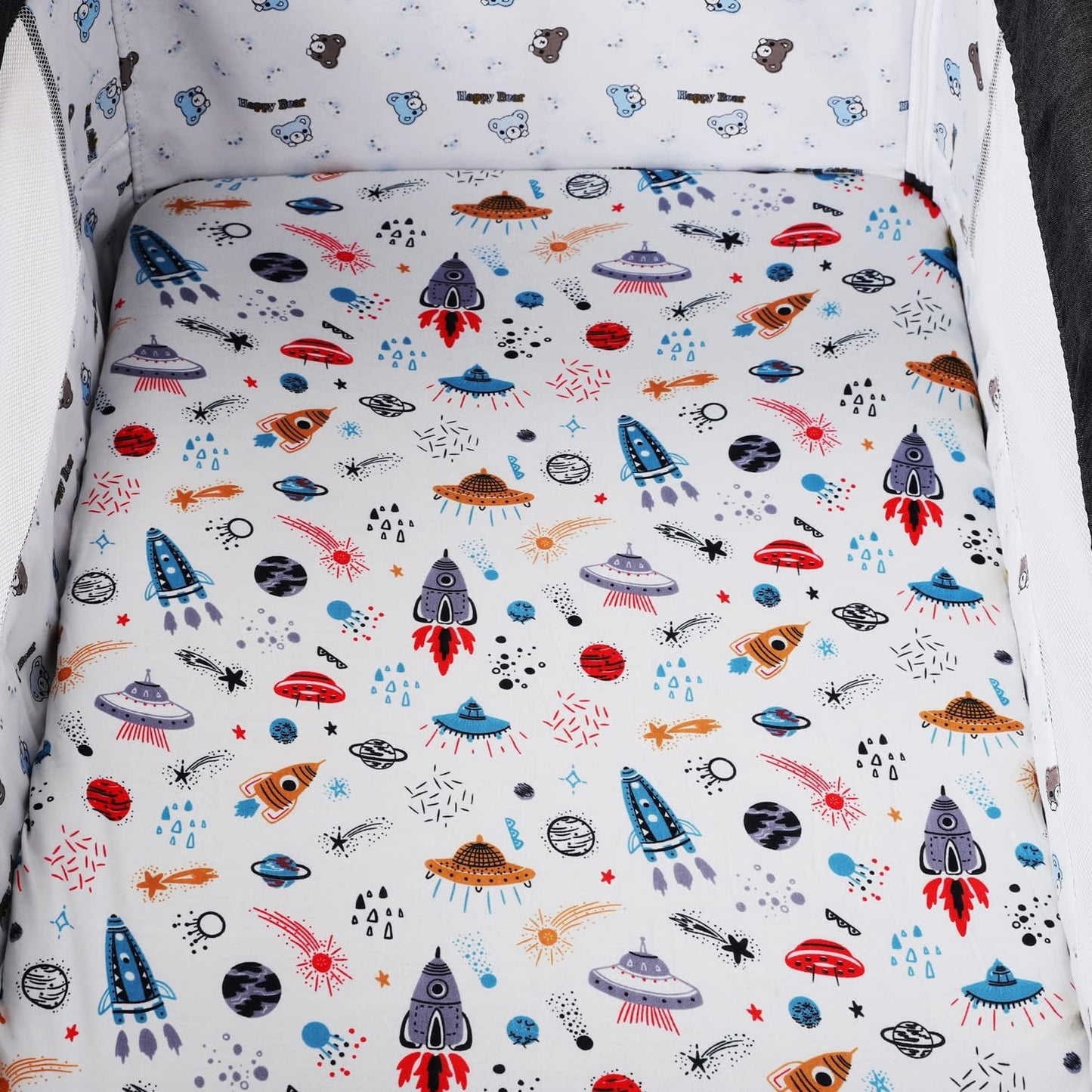 Bassinet Sheet Set 2 Pack Snug Fitted Bedside Sleeper Bassinet Sheets, Stretchy Ultra Soft, Unisex Boy Girl, Light Blue & Dinosaur