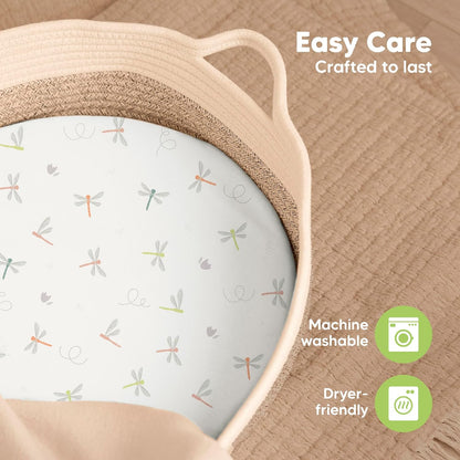 2-Pack Baby Bassinet Sheets Girl, Boy - 33x17 Viscose Derived from Bamboo Bedside Mattress Fitted Bassinet Sheets, Compatible with Halo Bassinest Swivel Sleeper, Baby Delight, Graco (Pecan)