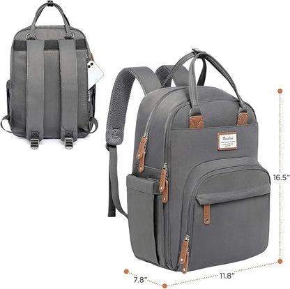 RUVALINO Diaper Bag Backpack, Multifunction Travel Back Pack Maternity Baby Changing Bags, Large Capacity, Waterproof and Stylish, Iron Gray