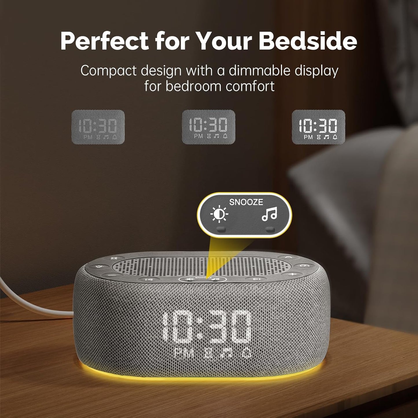1Mii White Noise Sound Machine with Alarm Clock, Sound Machine for Sleep for Adults Baby, 30 Soothing Sounds, Smart App Controlled, Dimmable 7-Color Night Light, Sleeping Timer, 30 Volume Levels