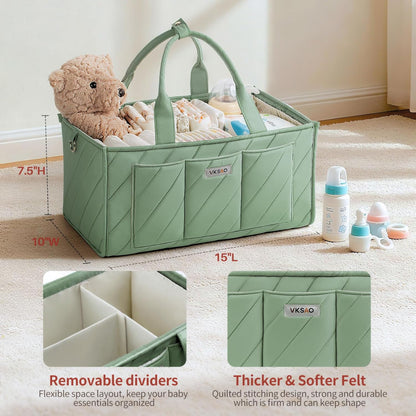 Baby Boy Essentials Diaper Caddy Organizer – Portable Storage Basket with Shoulder Strap & Stroller Hooks, Splashproof Quilted Nursery & Car Tote, Baby Gifts for Baby Shower, Classic Blue