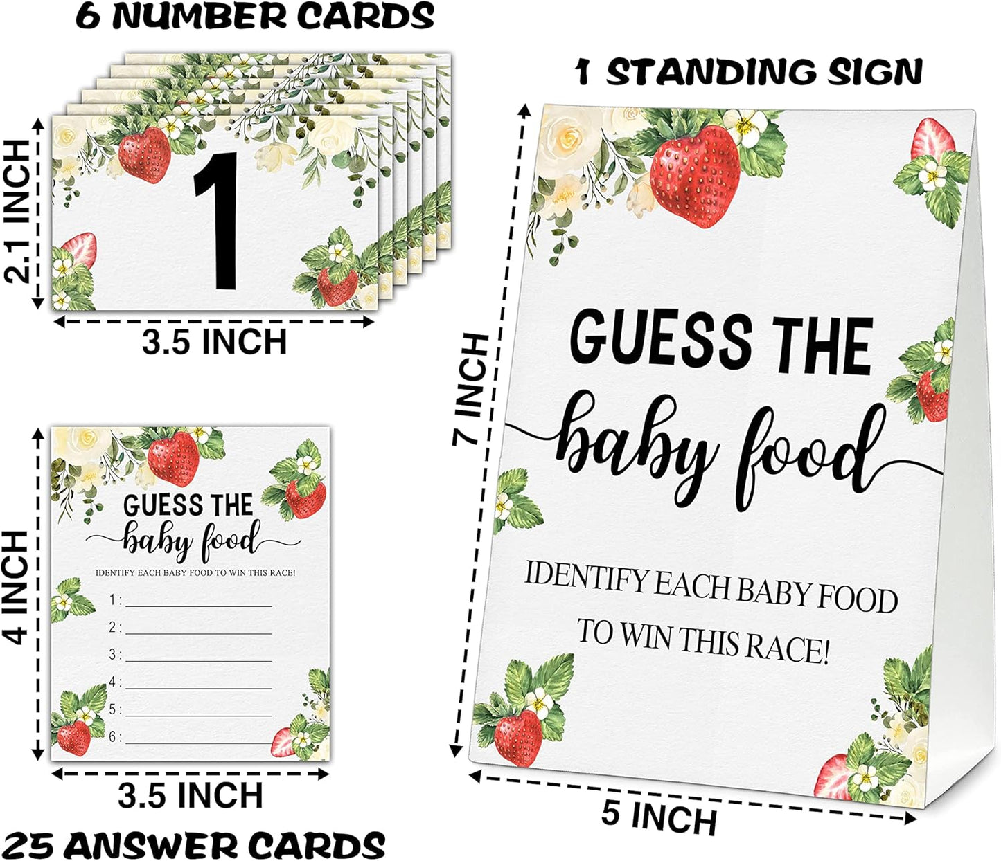 Guess the Baby Food Party Games, Baby Shower Game Set, 1 Standing Sign + 25 Answer Cards + 6 Number Cards, Boho Wild West Gender Reveal Party Decoration Supplies -B05