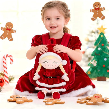 Gloveleya Plush Backpacks Toddler Backpack Removable Doll and Backpack Christmas Gifts Baby Girl Gift For 2 to 8 Years Girl Birthday Gifts With Red Doll