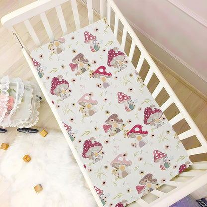 Fitted Crib Sheets White Bears with Clouds Stretchy Portable Playard Sheets for Baby Toddler, Breathable Soft Mini Crib Mattress 39 x 27 in for Boys and Girls